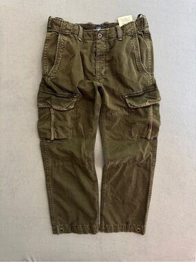 Gap Cargo Pants 34x32 Mens Military Army Pocket Wide Leg Utility Green Heavy Y2K